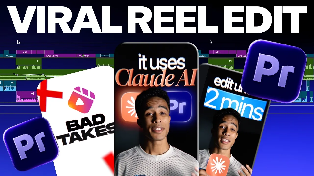Animated text behind a person Premiere Pro tutorial thumbnail
