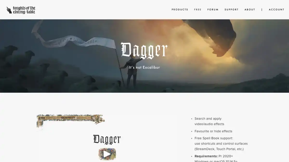 Dagger effect search extension for Premiere Pro