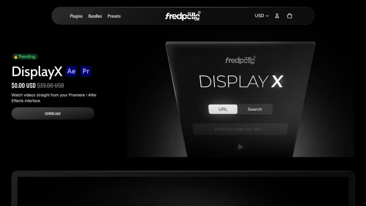 DisplayX extension for watching YouTube inside Premiere Pro