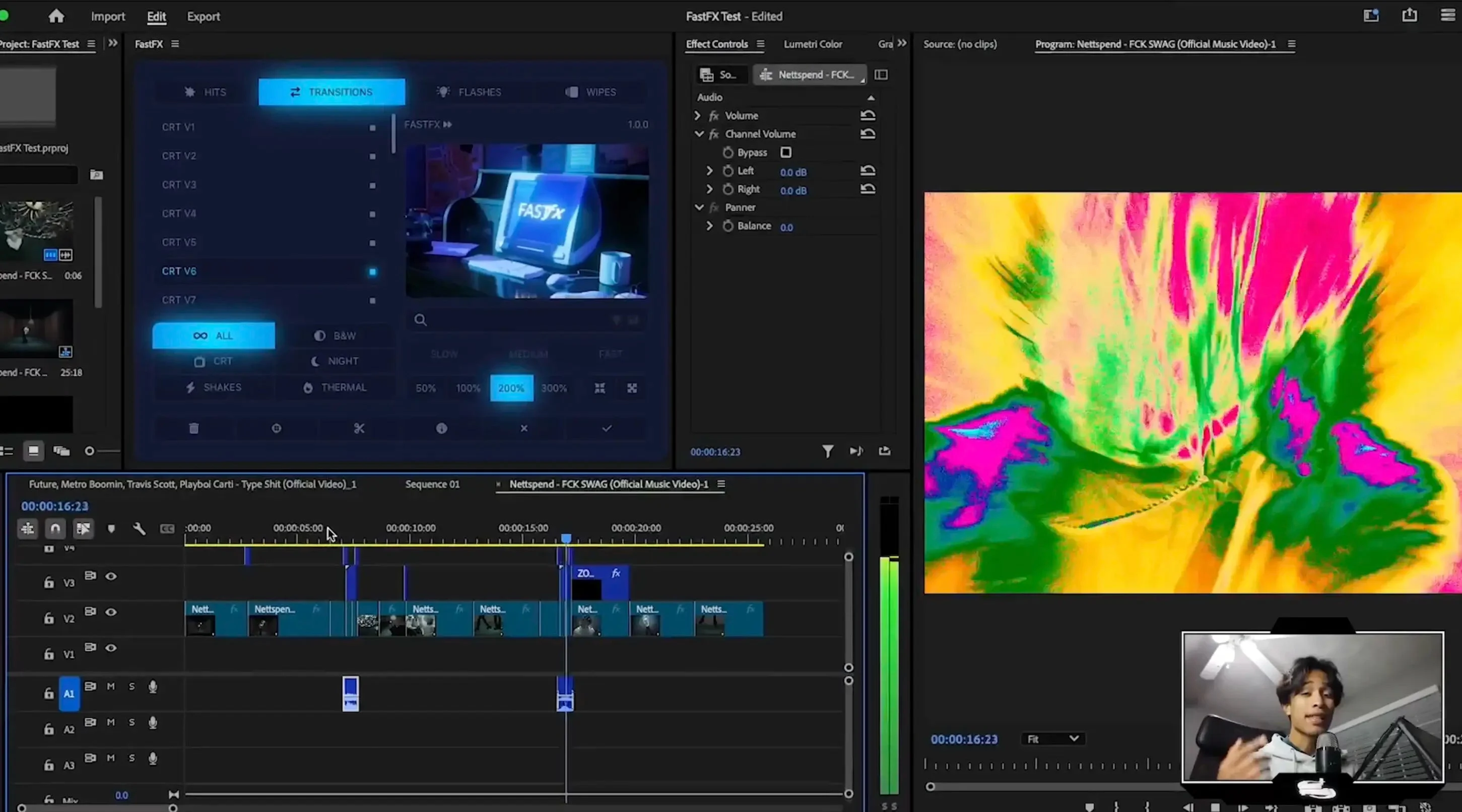 FastFX panel applying a thermal effect inside Premiere Pro