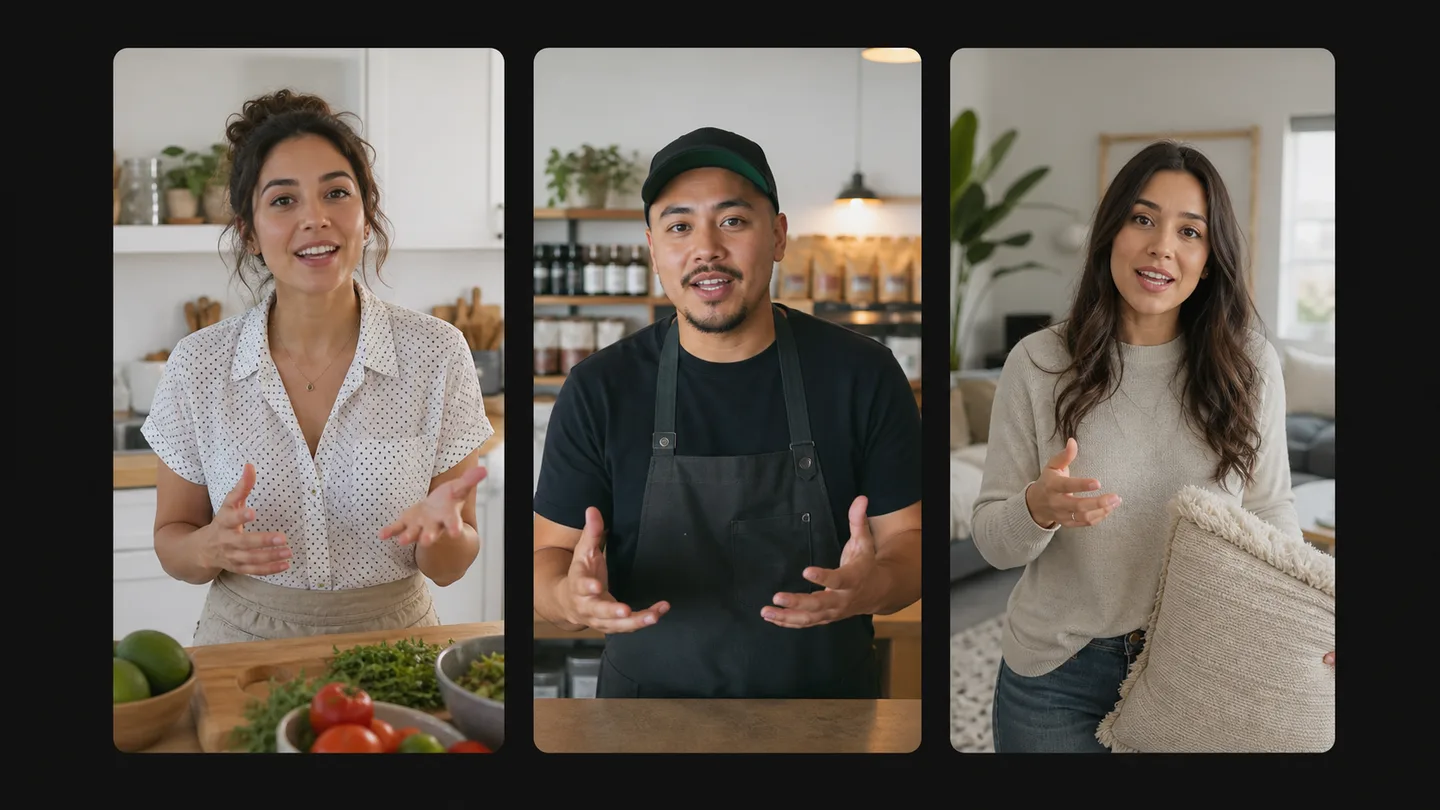 Facebook Reels creators recording cooking and business videos