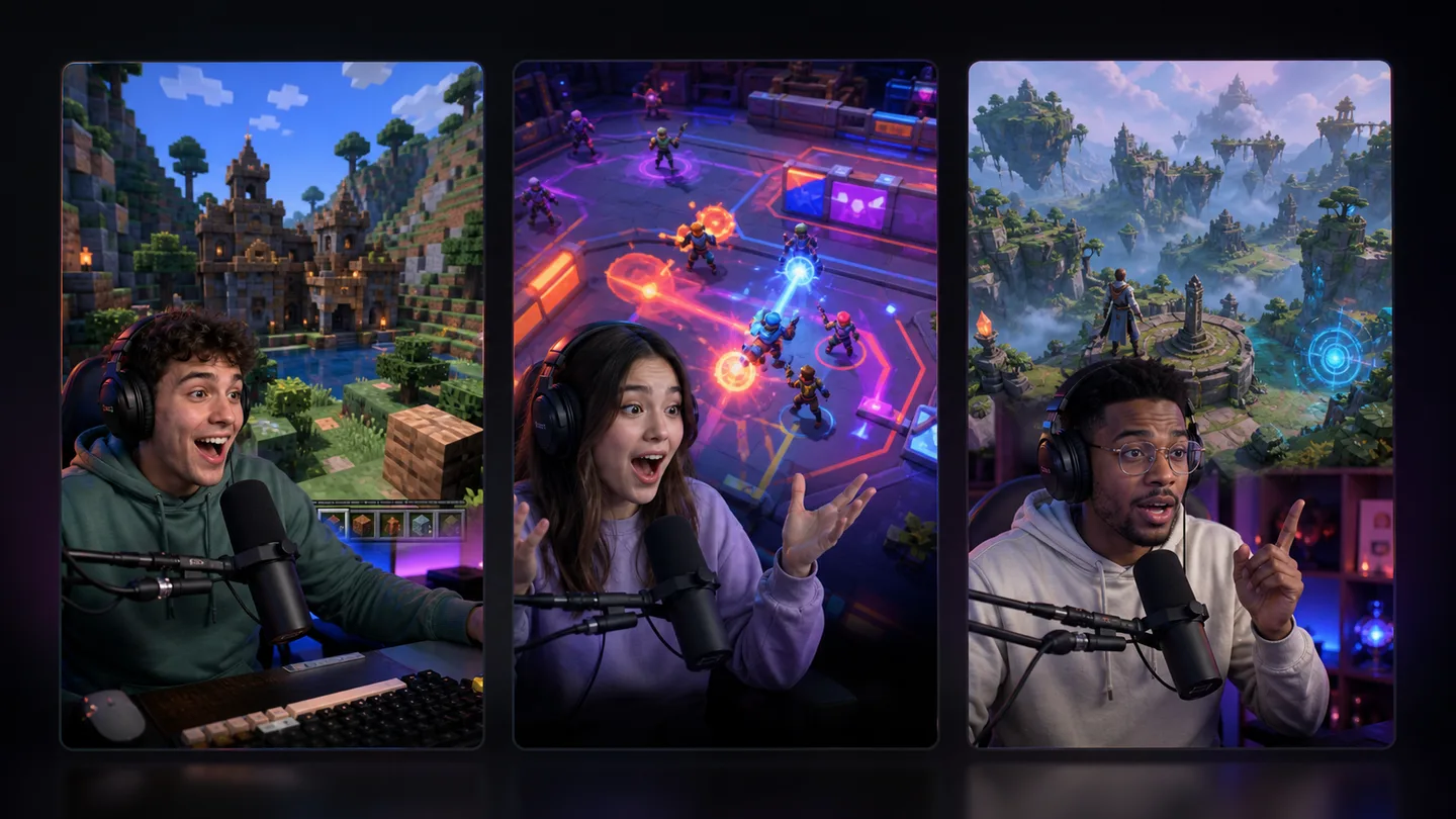 Gaming creators recording gameplay commentary