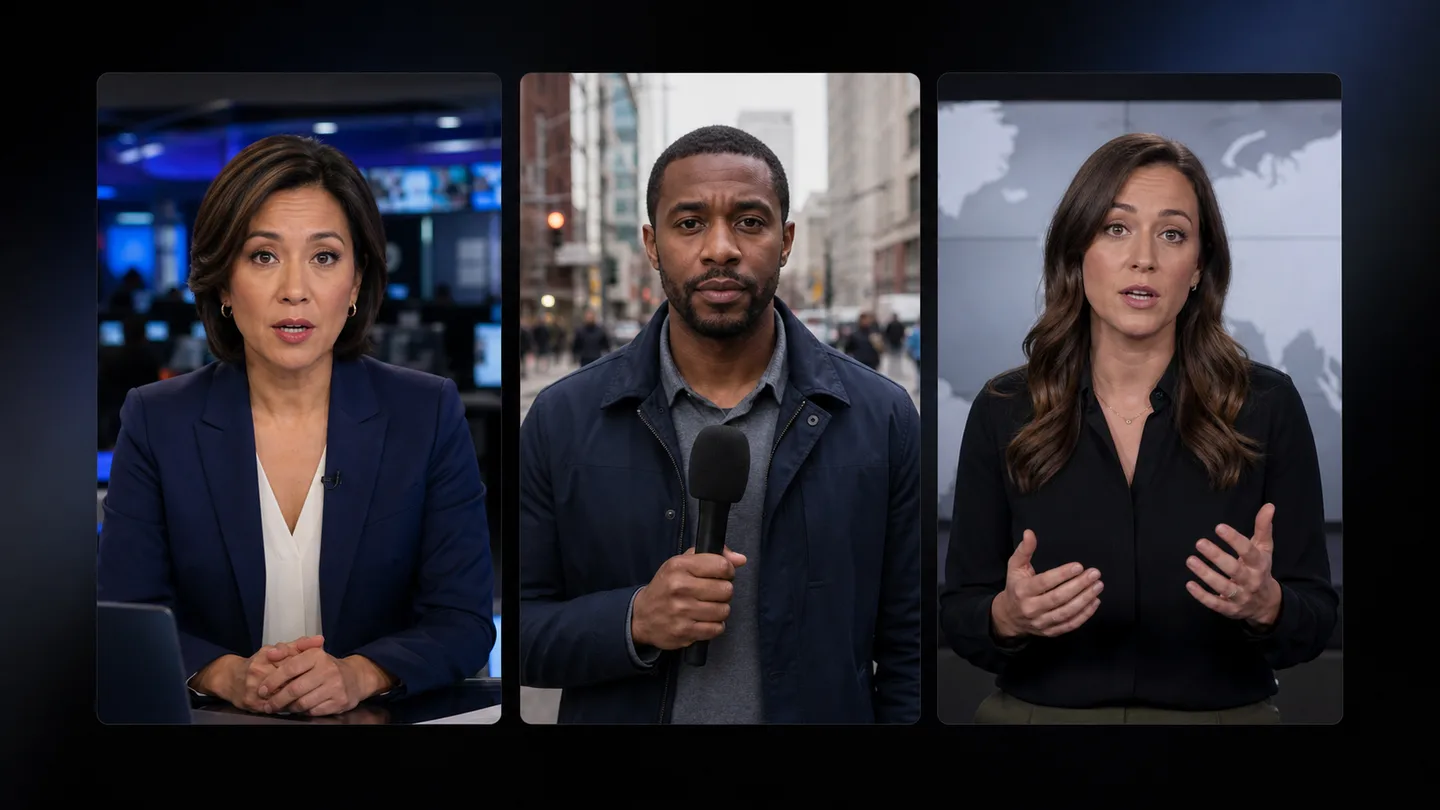 News anchors and reporters recording video updates