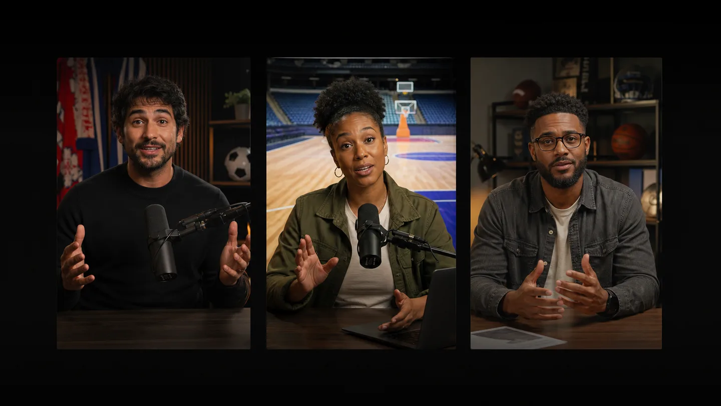 Sports creators recording football and basketball commentary