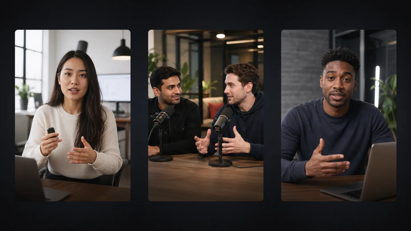 Startup founders recording videos and podcasts